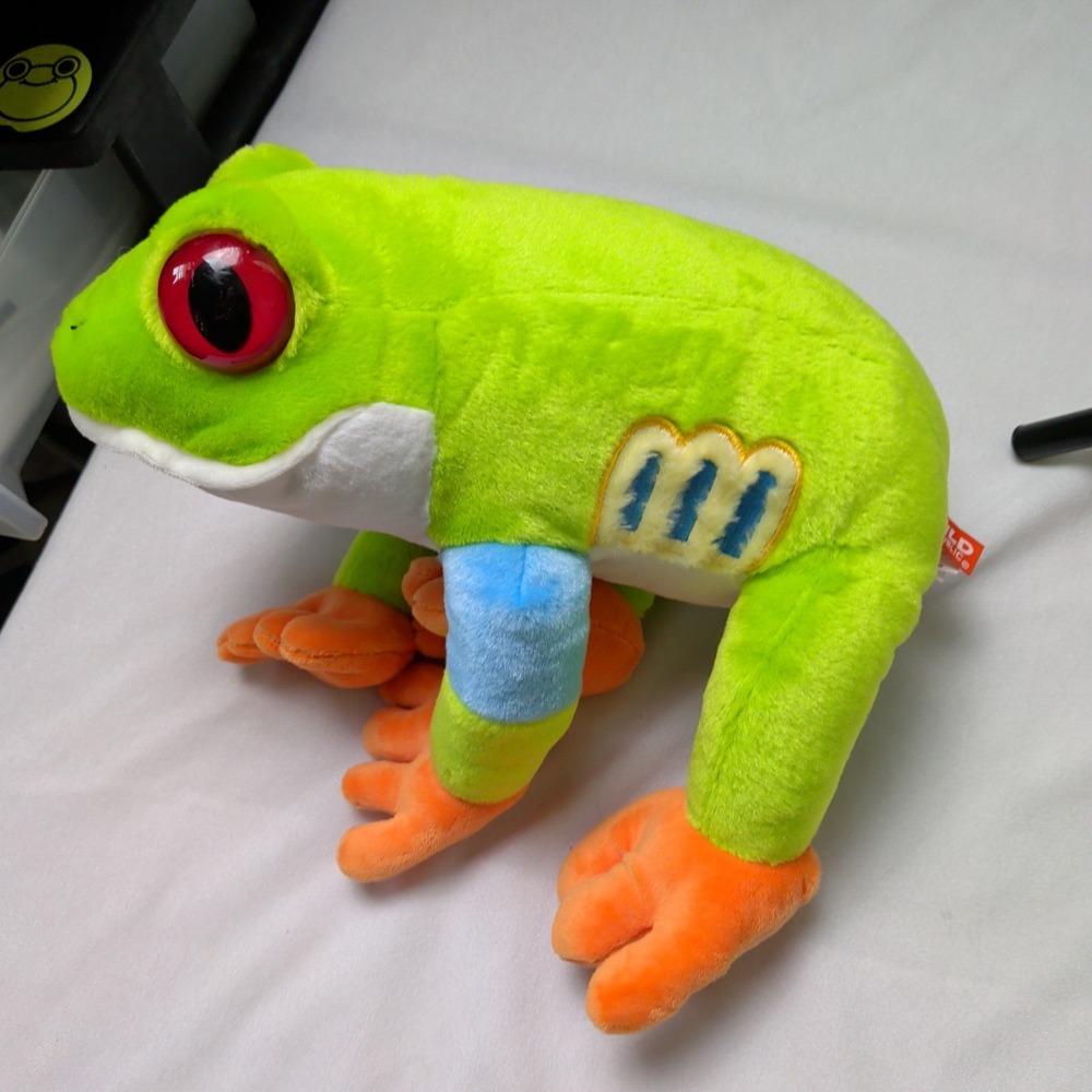 Wild Republic Red Eyed Tree Frog Plush Stuffed Animal Green Orange 12 Inch